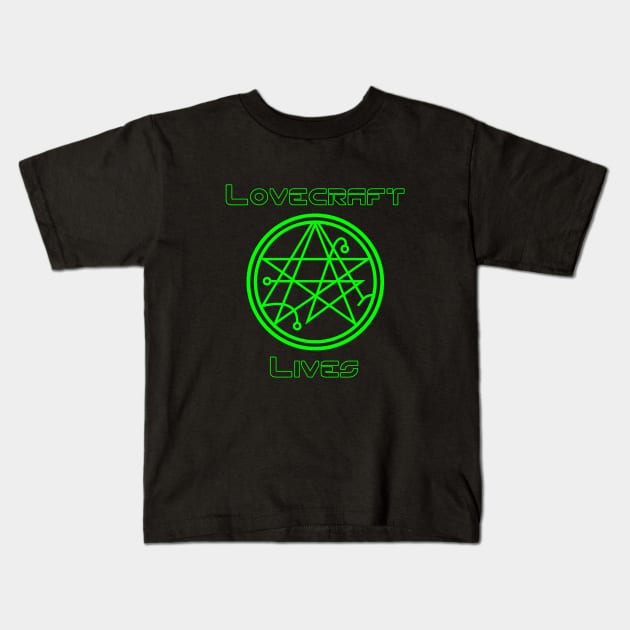 Lovecraft Lives Kids T-Shirt by DarkArtsStudios